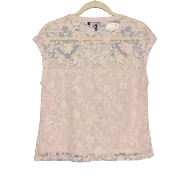 Laundry By Shelli Segal Burn Out Top In Open soft Pink size M - Picture 5 of 5